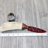Elk Antler Handle Glass Blade Ornamental Knife #1065    Mountain Man Knife