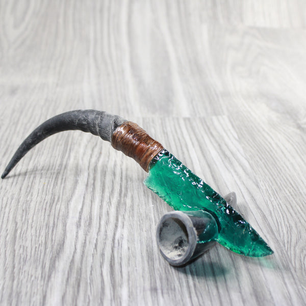 Springbok Horn Handle Glass Blade Ornamental Knife #1257    Mountain Man Knife