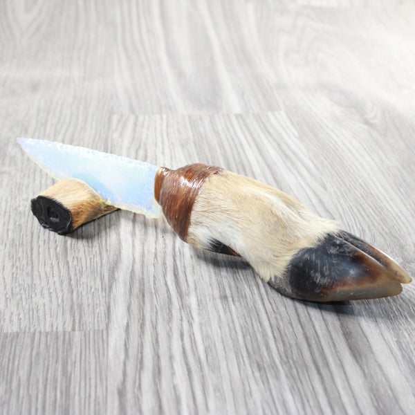 Deer Foot Handle Opalite Blade Ornamental Knife #9257     Mountain Man Knife