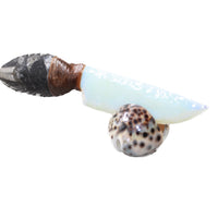Orthoceras Fossil Handle Opalite Blade Ornamental Knife #2257     Mountain Man Knife