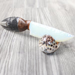 Orthoceras Fossil Handle Opalite Blade Ornamental Knife #2257     Mountain Man Knife