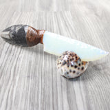 Orthoceras Fossil Handle Opalite Blade Ornamental Knife #2257     Mountain Man Knife