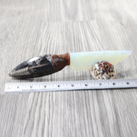 Orthoceras Fossil Handle Opalite Blade Ornamental Knife #2257     Mountain Man Knife