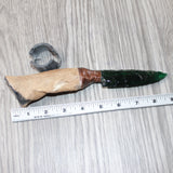 Hair-on Deer Bone Handle Glass Blade Ornamental Knife #1265    Mountain Man Knife