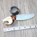 Muskrat Skull Handle Opalite Blade Ornamental Knife #1165     Mountain Man Knife