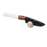 Selenite Spiral Handle Obsidian Blade Ornamental Knife #1165  Mountain Man Knife