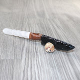 Selenite Spiral Handle Obsidian Blade Ornamental Knife #1165  Mountain Man Knife
