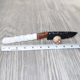 Selenite Spiral Handle Obsidian Blade Ornamental Knife #1165  Mountain Man Knife