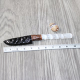 Selenite Spiral Handle Obsidian Blade Ornamental Knife #1165  Mountain Man Knife