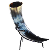 1 Polished Cow Horn With Stand #3757    Natural Colored