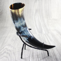 1 Polished Cow Horn With Stand #3757    Natural Colored