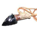 Antler Crown Handle  Obsidian Blade Knife Necklace  #1765  Mountain Man Necklace