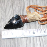 Antler Crown Handle  Obsidian Blade Knife Necklace  #1765  Mountain Man Necklace