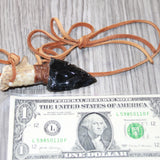 Antler Crown Handle  Obsidian Blade Knife Necklace  #1765  Mountain Man Necklace