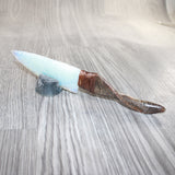 Goat Horn Handle Opalite Blade Ornamental Knife #2265     Mountain Man Knife