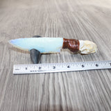 Mink Skull Handle Opalite Blade Ornamental Knife #2165     Mountain Man Knife
