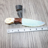 Mink Skull Handle Opalite Blade Ornamental Knife #2165     Mountain Man Knife