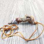 Grapevine Wood Handle Stone Blade Knife Necklace  #5957  Mountain Man Necklace