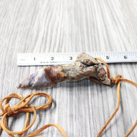 Grapevine Wood Handle Stone Blade Knife Necklace  #5957  Mountain Man Necklace