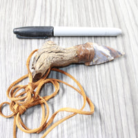 Grapevine Wood Handle Stone Blade Knife Necklace  #5957  Mountain Man Necklace