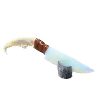 Coyote Jaw Handle Opalite Blade Ornamental Knife #0957     Mountain Man Knife