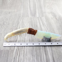Coyote Jaw Handle Opalite Blade Ornamental Knife #0957     Mountain Man Knife