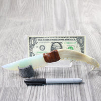 Coyote Jaw Handle Opalite Blade Ornamental Knife #0957     Mountain Man Knife