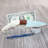 Coyote Jaw Handle Opalite Blade Ornamental Knife #2465     Mountain Man Knife
