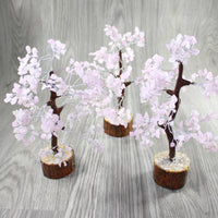 3 Medium Rose Quartz Chip Trees About 9 Inches Tall #0347