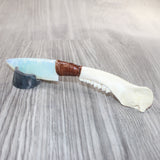 Deer Jaw Handle Opalite Blade Ornamental Knife #2865     Mountain Man Knife
