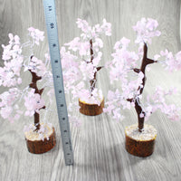 3 Medium Rose Quartz Chip Trees About 9 Inches Tall #0347