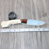 Deer Jaw Handle Opalite Blade Ornamental Knife #2865     Mountain Man Knife