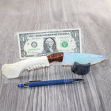 Deer Jaw Handle Opalite Blade Ornamental Knife #2865     Mountain Man Knife