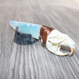 Muskrat Skull Handle Opalite Blade Ornamental Knife #2465     Mountain Man Knife