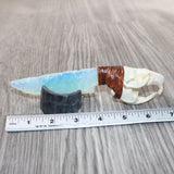 Muskrat Skull Handle Opalite Blade Ornamental Knife #2465     Mountain Man Knife