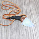 Goat Horn Handle  Opalite Blade Knife Necklace  #1765  Mountain Man Necklace