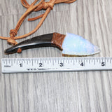 Goat Horn Handle  Opalite Blade Knife Necklace  #1765  Mountain Man Necklace
