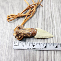Deer Antler Crown Handle Stone Blade Knife Necklace  #5157  Mountain Man Necklace