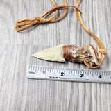 Deer Antler Crown Handle Stone Blade Knife Necklace  #5157  Mountain Man Necklace