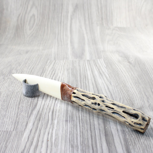 Cholla Cactus Wood Handle Bone Blade Ornamental Knife #3157   Mountain Man Knife