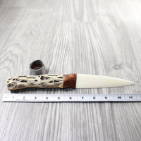 Cholla Cactus Wood Handle Bone Blade Ornamental Knife #3157   Mountain Man Knife
