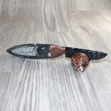 Orthoceras Fossil Handle Obsidian Blade Ornamental Knife #2565  Mountain Man Knife