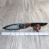 Orthoceras Fossil Handle Obsidian Blade Ornamental Knife #2565  Mountain Man Knife