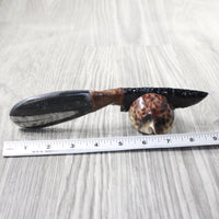 Orthoceras Fossil Handle Obsidian Blade Ornamental Knife #2257  Mountain Man Knife