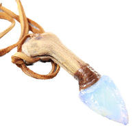 Grapevine Wood Handle Opalite Blade Knife Necklace  #6257 Mountain Man Necklace
