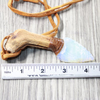Grapevine Wood Handle Opalite Blade Knife Necklace  #6257 Mountain Man Necklace