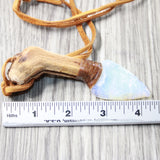 Grapevine Wood Handle Opalite Blade Knife Necklace  #6257 Mountain Man Necklace
