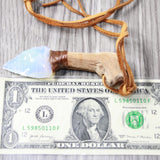 Grapevine Wood Handle Opalite Blade Knife Necklace  #6257 Mountain Man Necklace
