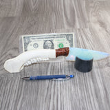 Deer Jaw Handle Opalite Blade Ornamental Knife #2465     Mountain Man Knife