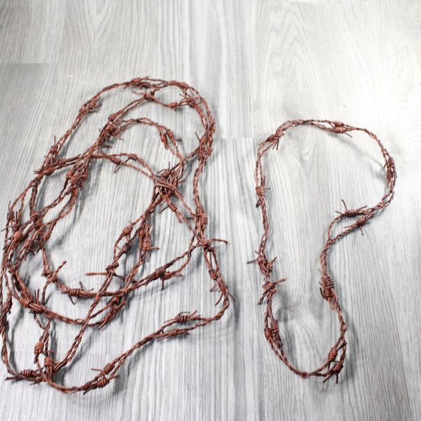 5 Leather Barbed Wire Necklaces  Antique Brown Colored   #5257